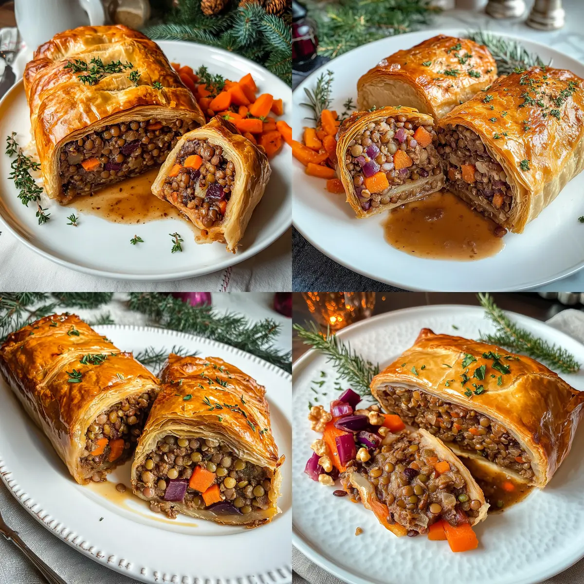 Veganer Linsenbraten im Blätterteigmantel