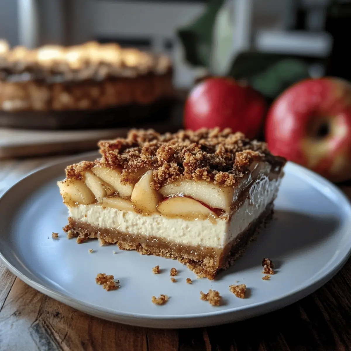 Spicy Baked Apple Cheesecake with Cinnamon Crumbles