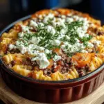 Griechischer Hackauflauf Kritharaki Feta