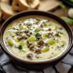 Kase Lauch Suppe mit Hackfleisch