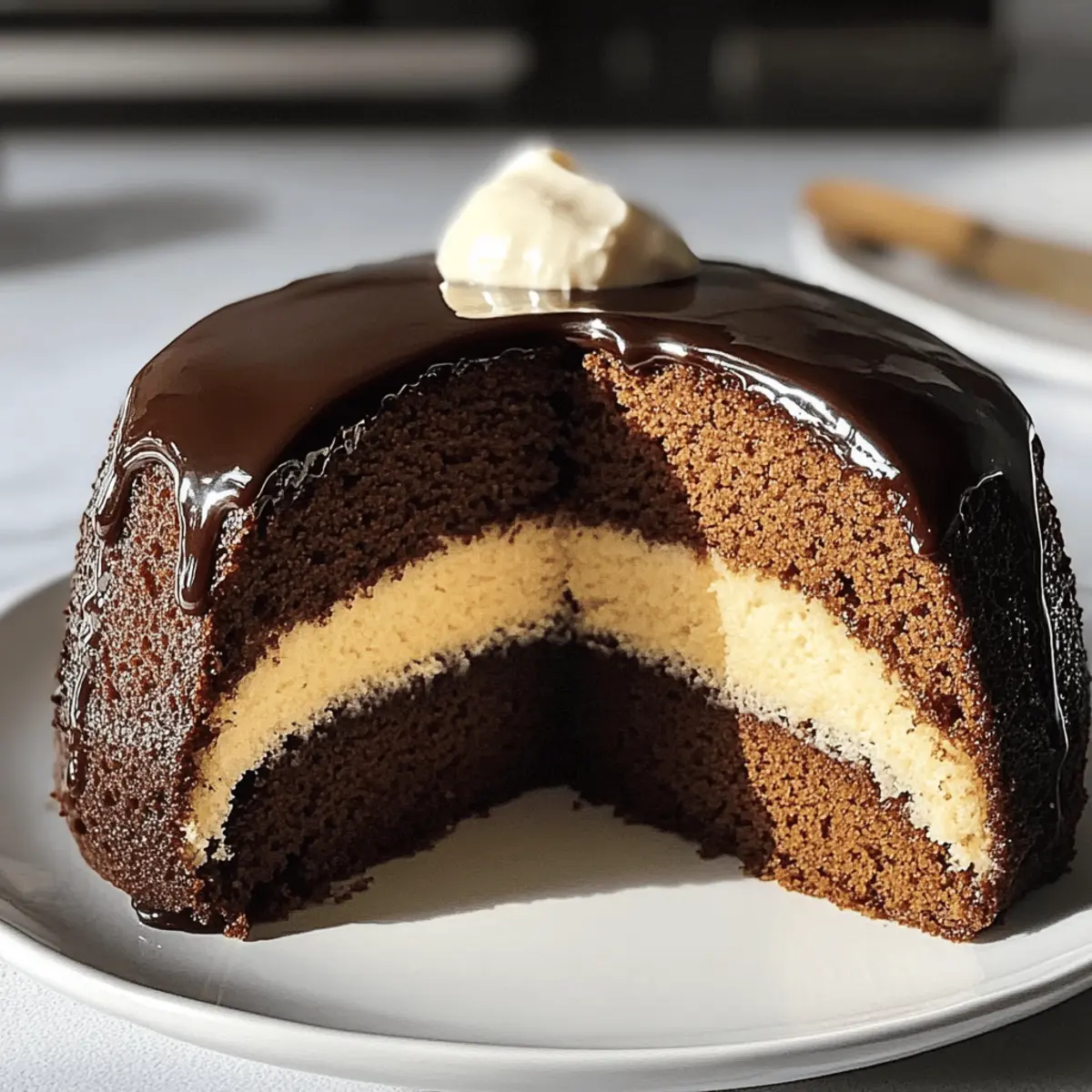 Schoko-Gugelhupf mit Cheesecakefüllung
