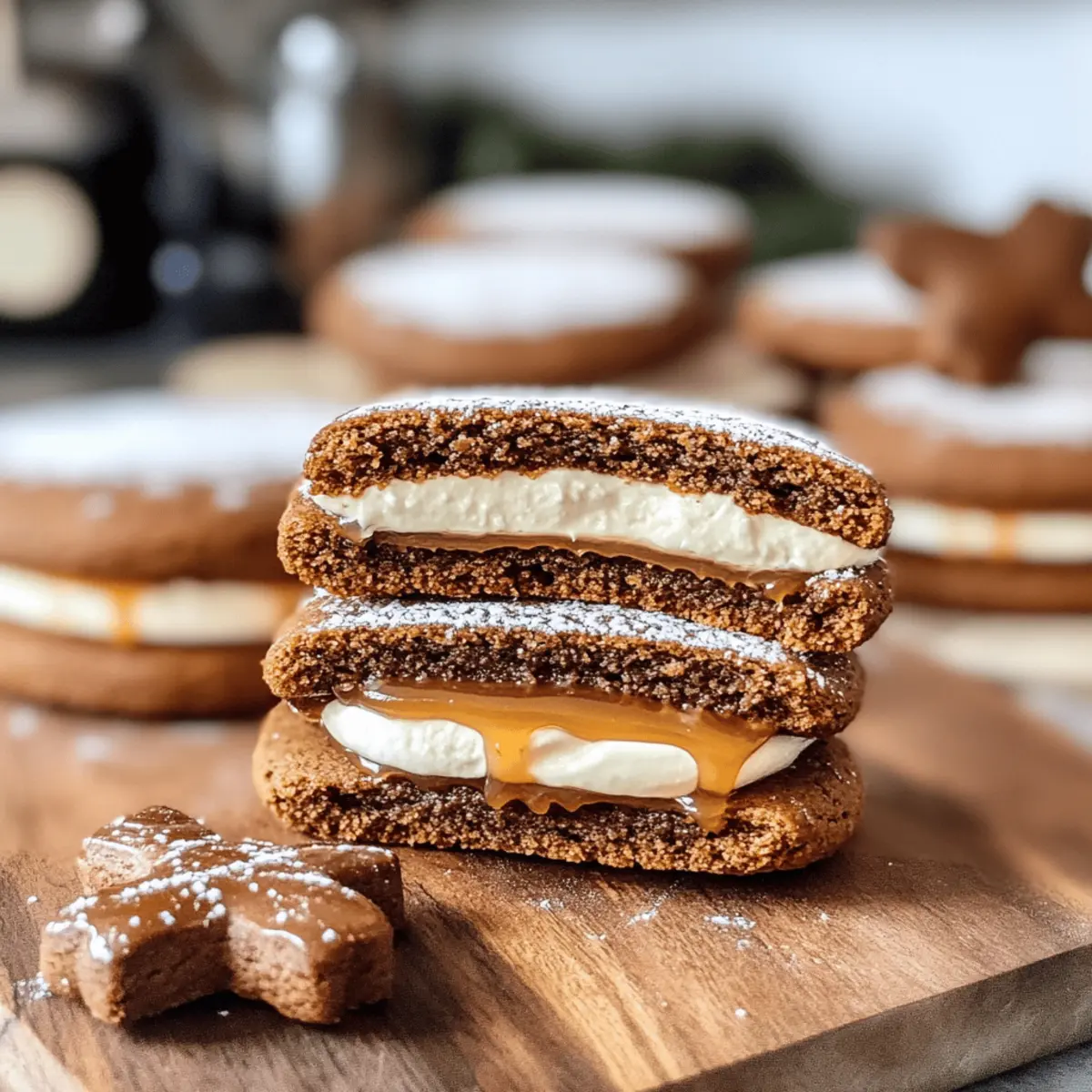 Lebkuchenkekse mit Vanille-Likörcreme und Salzkaramell